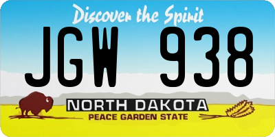 ND license plate JGW938