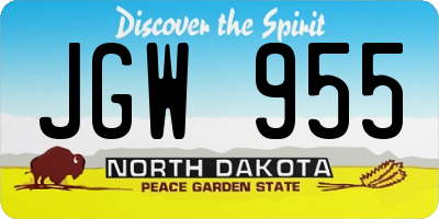 ND license plate JGW955