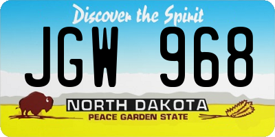 ND license plate JGW968