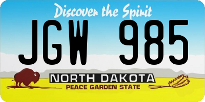 ND license plate JGW985