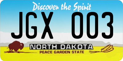 ND license plate JGX003