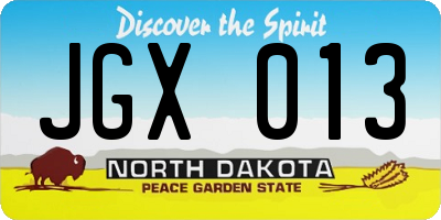 ND license plate JGX013