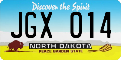 ND license plate JGX014