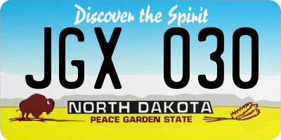 ND license plate JGX030