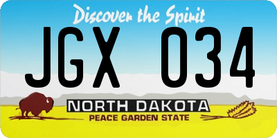 ND license plate JGX034