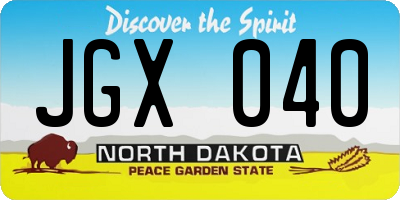 ND license plate JGX040