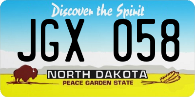 ND license plate JGX058