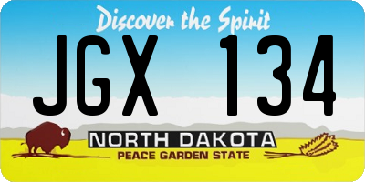 ND license plate JGX134