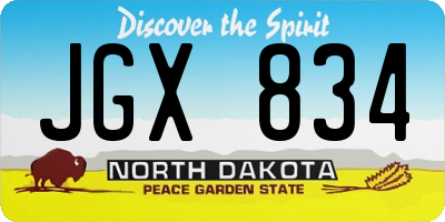ND license plate JGX834