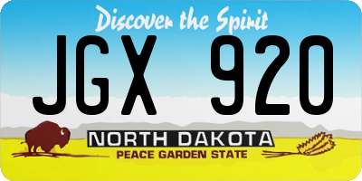 ND license plate JGX920