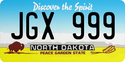 ND license plate JGX999