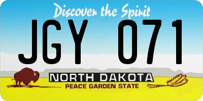 ND license plate JGY071