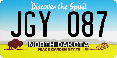 ND license plate JGY087