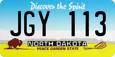 ND license plate JGY113