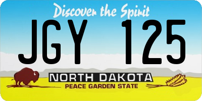 ND license plate JGY125