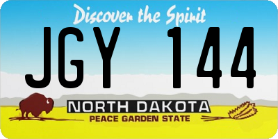 ND license plate JGY144