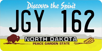 ND license plate JGY162