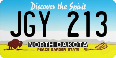ND license plate JGY213