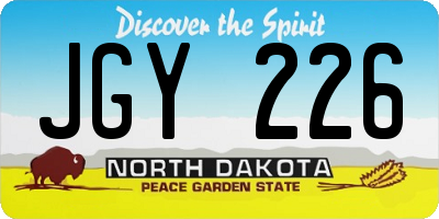 ND license plate JGY226