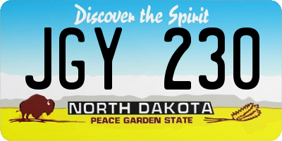 ND license plate JGY230