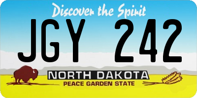 ND license plate JGY242