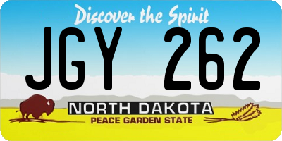 ND license plate JGY262