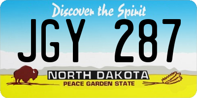 ND license plate JGY287