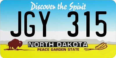 ND license plate JGY315