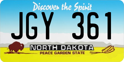 ND license plate JGY361