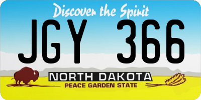 ND license plate JGY366