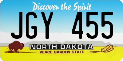 ND license plate JGY455