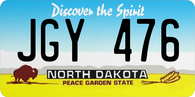 ND license plate JGY476