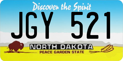 ND license plate JGY521