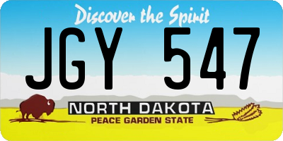 ND license plate JGY547