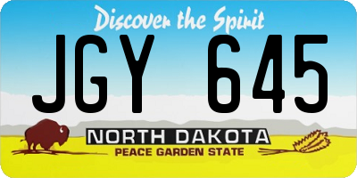 ND license plate JGY645
