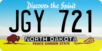 ND license plate JGY721