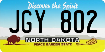 ND license plate JGY802