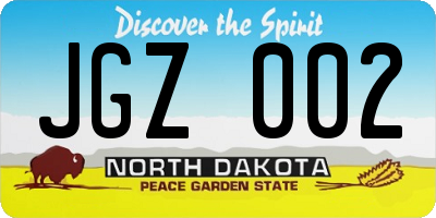 ND license plate JGZ002