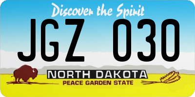 ND license plate JGZ030