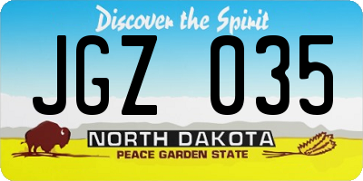 ND license plate JGZ035