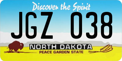 ND license plate JGZ038