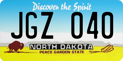 ND license plate JGZ040