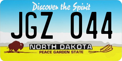ND license plate JGZ044