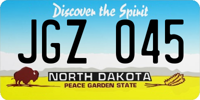 ND license plate JGZ045