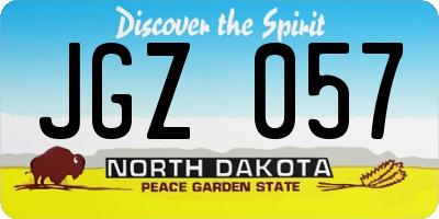 ND license plate JGZ057
