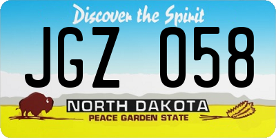 ND license plate JGZ058