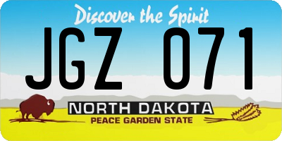 ND license plate JGZ071