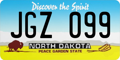 ND license plate JGZ099