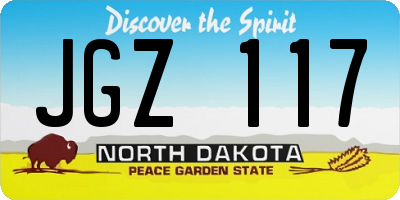 ND license plate JGZ117