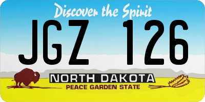 ND license plate JGZ126